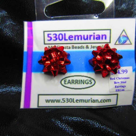 Red Bow Christmas Festive Stud Earrings - Picture 1 of 3